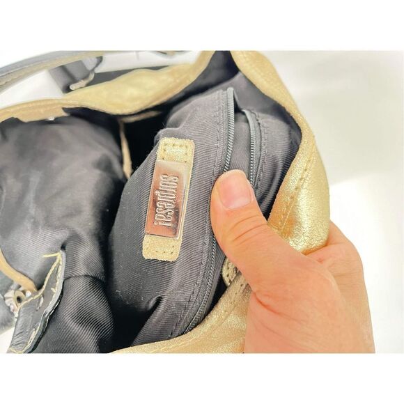 Sorpresa Women's Tote Crossbody Shoulder Bag Gold Metallic Size Large statement - Picture 8 of 11